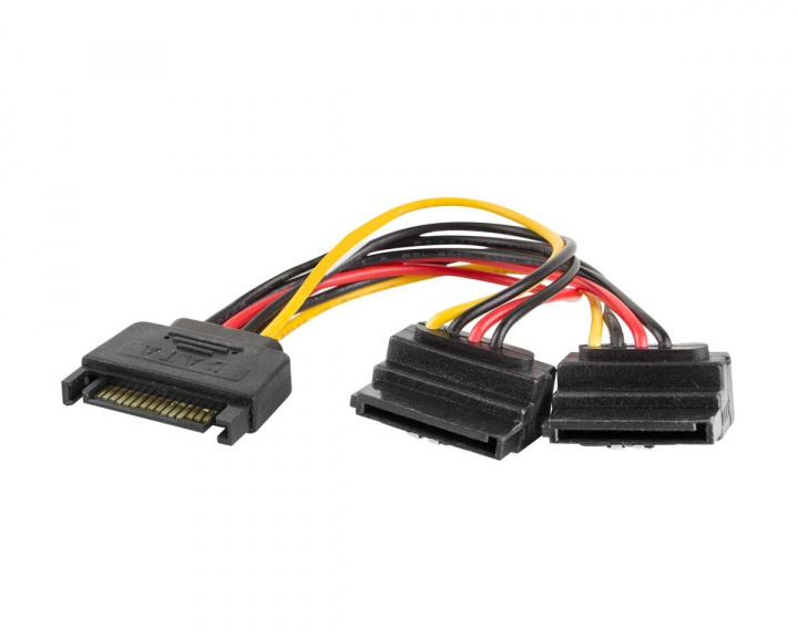 Lanberg 15-pin SATA (hane) till 2x SATA (hona) Vinklad 15cm