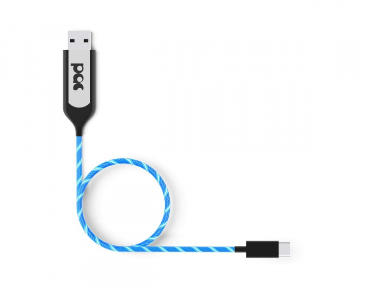 PAC Laddkabel USB-C 1m Blå LED-belyst