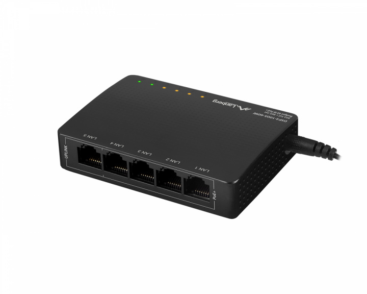 Lanberg Nätverksswitch 5-portar 1000 Mbps (POE Extender, 30W/Port, Max 60W)