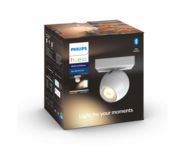 Philips Hue Buckram Singel Spot + Dimmer Switch - Vit