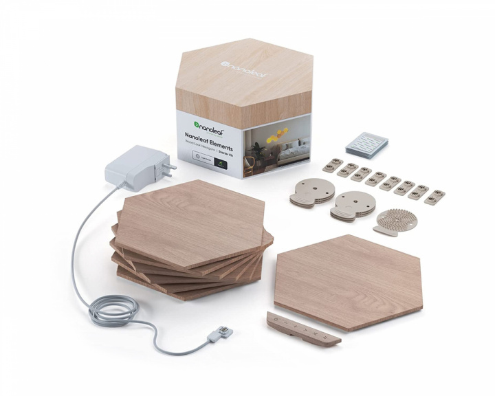 Nanoleaf Elements Wood Look Hexagons Starter Kit – 7 Panels