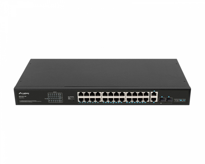 Lanberg Nätverksswitch 24-portar, 100MB POE+/2X COMBO RACK 19” (1000 Mbps, Max 360W)