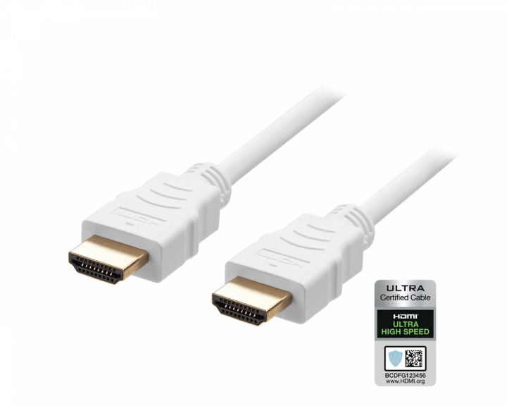 Deltaco Ultra High Speed HDMI-kabel 2.1 - Vit - 1m