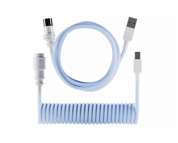 MaxMount Electroplating Aviator Coiled Cable USB-C - Ljusblå/Vit