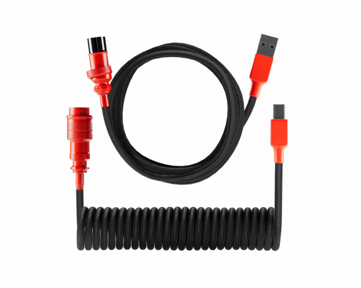 MaxMount Electroplating Aviator Coiled Cable USB-C - Svart/Röd