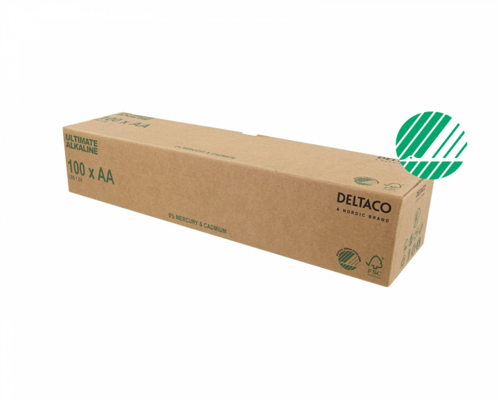 Deltaco Ultimate Alkaline AA-batteri, Svanenmärkt, 100-pack (Bulk)