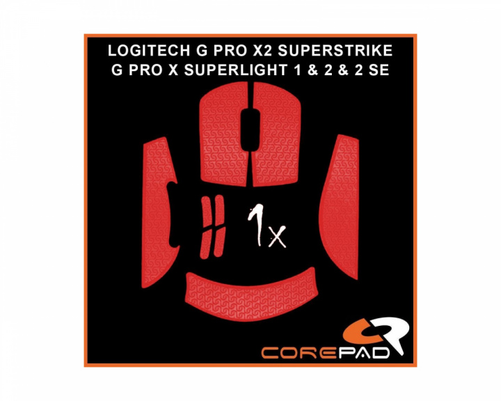 Corepad Soft Grips till Logitech G PRO X SUPERLIGHT 1 / 2 / 2 SE & X2 SUPERSTRIKE - Röd