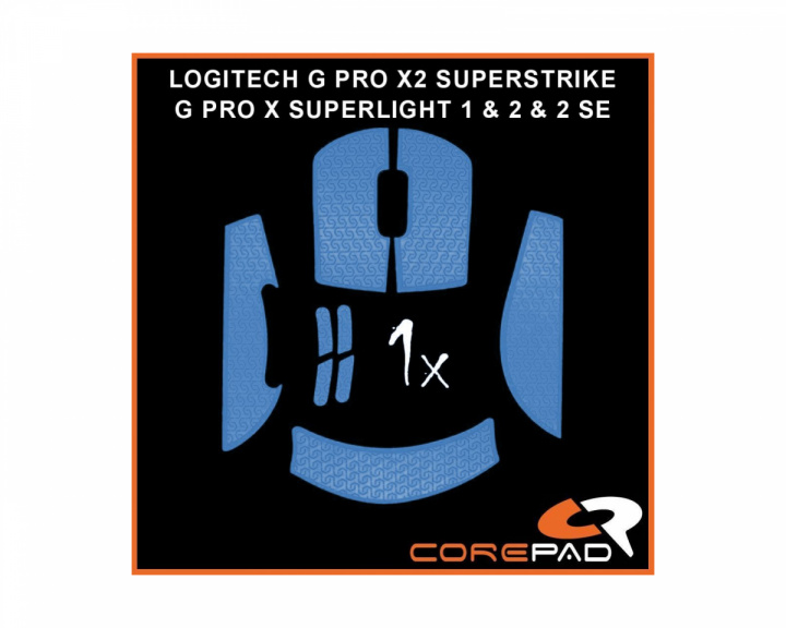 Corepad Soft Grips till Logitech G PRO X SUPERLIGHT 1 / 2 / 2 SE & X2 SUPERSTRIKE - Blå