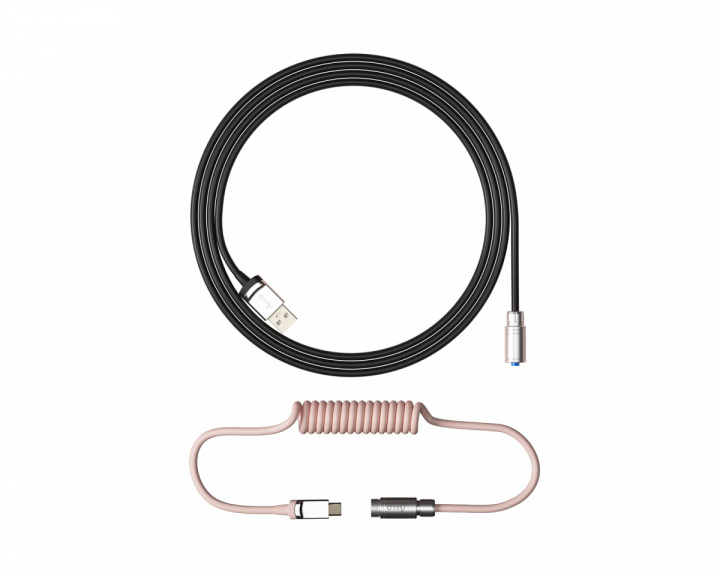 Akko Custom Coiled Aviator USB-C Cable V2 - Black & Pink