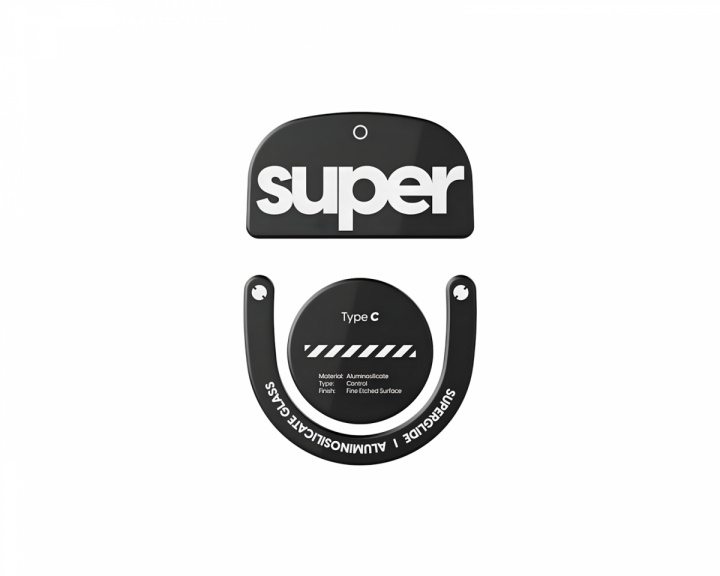 Superglide Type‑C Version 2 Glass Skates Logitech Superlight 2 / X2 Superstrike – Svart