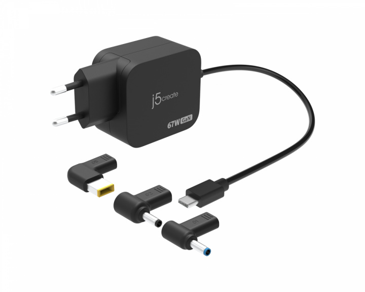 j5create 67W GaN PD USB-C, Miniladdare med 4.5 mm DC - Omvandlare