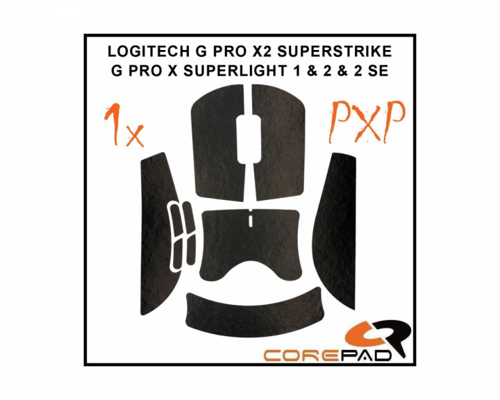Corepad PXP Grips till G PRO X SUPERLIGHT 1 / 2 / 2 SE & X2 SUPERSTRIKE - Black