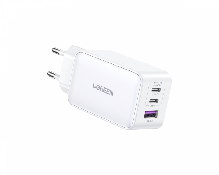 UGREEN Nexode 65W 3-Port PD GaN Väggladdare - Vit