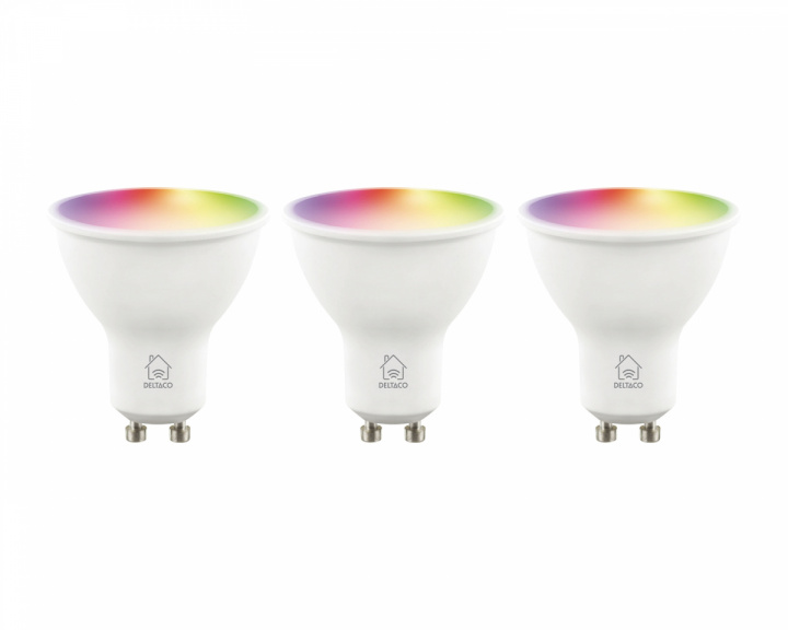 Deltaco Smart Home RGB LED Lampa GU10 WiFi 4.7W - 3-pack