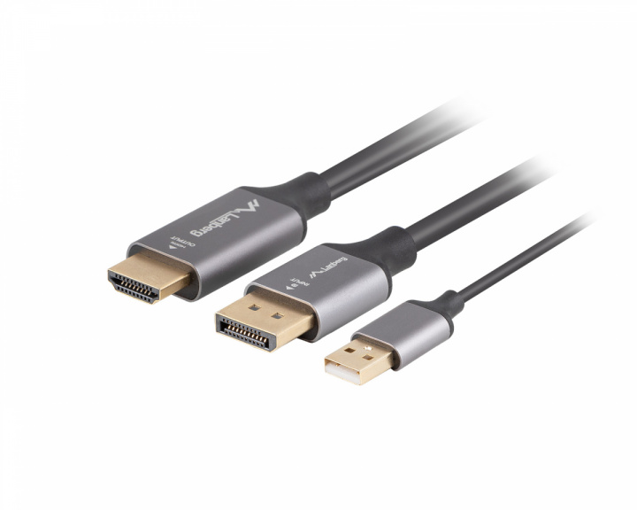 Lanberg HDMI till DisplayPort Kabel 4K Svart - 1.8m
