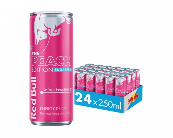 Red Bull 24x Energidryck, 250 ml, White Peach Sockerfri (Vit Persika)