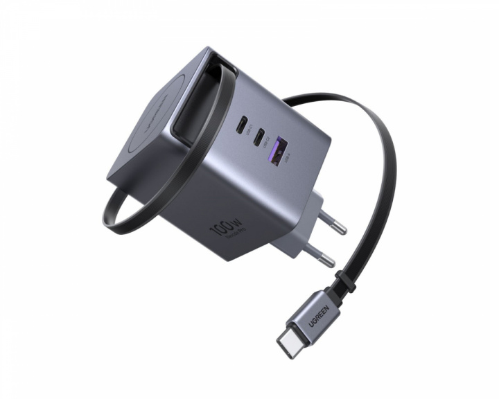  100W GaN Snabbladdare med utdragbar kabel