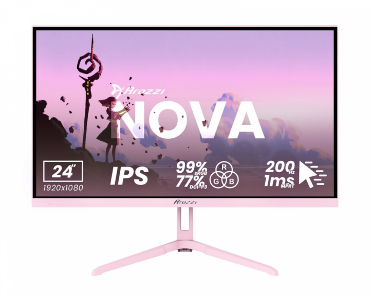 Arozzi Nova 24“ IPS 1920x1080 200Hz Gaming Monitor - Rosa