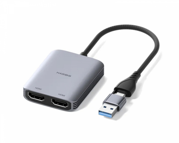  USB 3.0 eller USB-C till dubbel HDMI-adapter