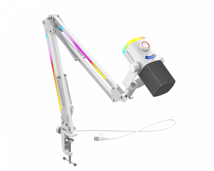 AmpliGame AM8PROT Mikrofon med bomarm - Vit