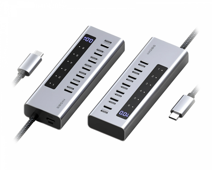 Hagibis USB-C-hubb med Laddstation och LED-display
