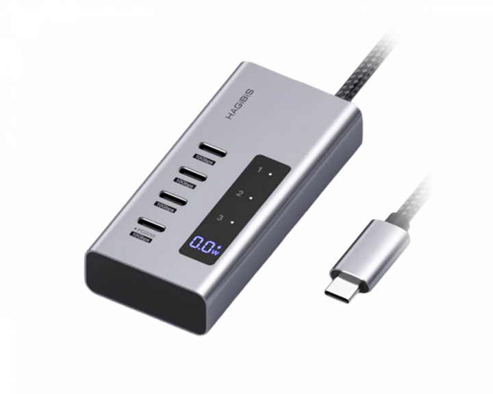 Hagibis USB-C-hubb med Laddstation och LED-display
