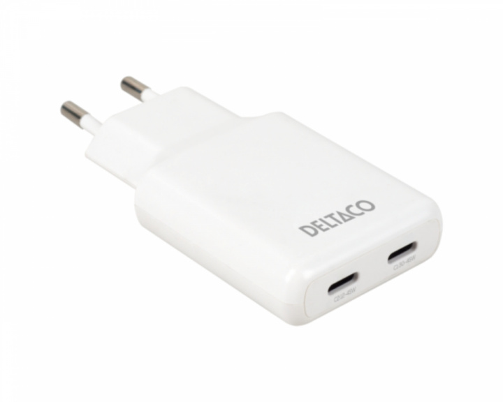  45W 2x USB-C Väggladdare - Slim White