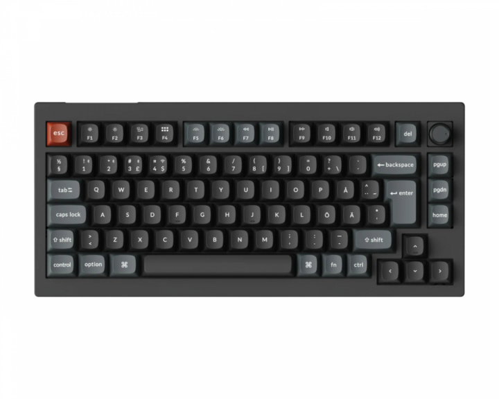 Keychron V1 Ultra 8K Hotswap Knob Trådlöst ISO Tangentbord - Svart [Silk POM Red]