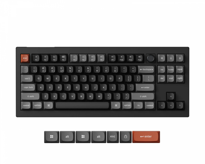  V3 Ultra 8K Hotswap Knob Trådlöst ISO Tangentbord - Svart [Silk POM Brown]