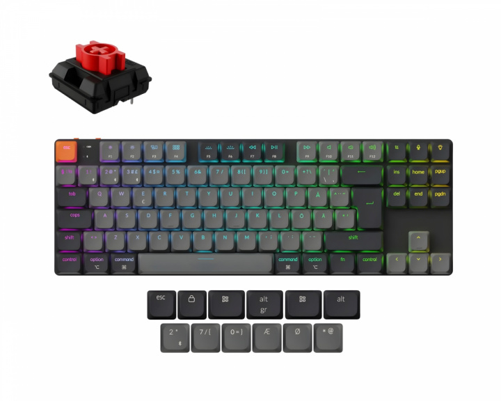 K1v6 Low Profile QMK Trådlöst Tangentbord [Gateron Red] - Ljusgrå