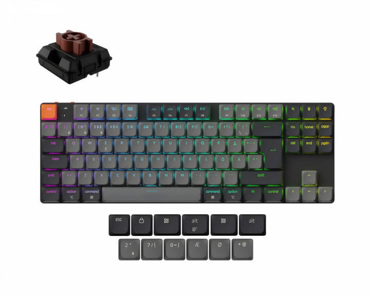  K1v6 Low Profile QMK Trådlöst Tangentbord [Gateron Brown] - Ljusgrå