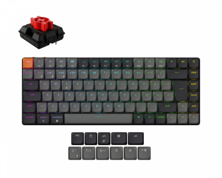  K3v3 Low Profile QMK Trådlöst Tangentbord [Gateron Red] - Ljusgrå