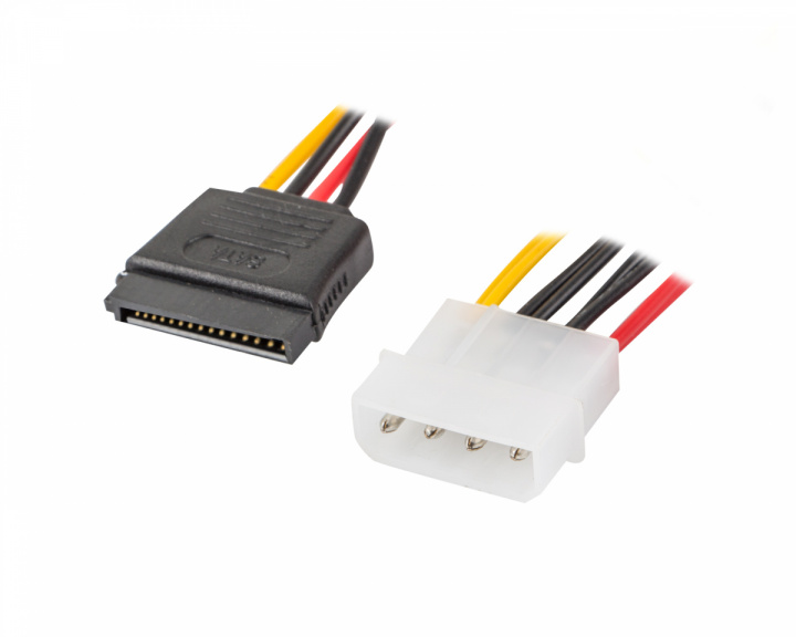 Lanberg Molex (Hane) 4 PIN till 2X SATA (Hona) 15 PIN Kabel 30cm