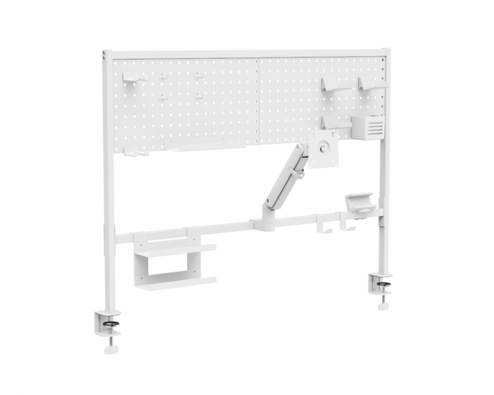 MaxMount Multifunktionell Pegboard med skärmstativ - Vit (DEMO)
