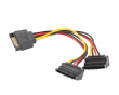 15-pin SATA (hane) till 2x SATA (hona) Vinklad 15cm