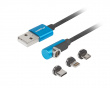 3in1 Premium Magnetisk Kabel Vinklad QC 3.0 - Blå