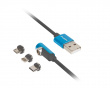 3in1 Premium Magnetisk Kabel Vinklad QC 3.0 - Blå
