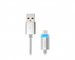 PRATI Laddningskabel Micro USB till USB-A 2.0 - Silver LED 1m