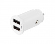 USB-billaddare 12W, 2xUSB, 2.4A - Vit