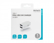 USB-billaddare 12W, 2xUSB, 2.4A - Vit