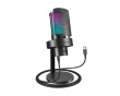 AMPLIGAME A8 Plus RGB USB Gaming Mikrofon med 4 ljudmönster (PC/PS4/PS5) - Svart
