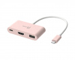 USB-C till HDMI 4K och USB Type-A med 90W Strömförsörjning - Rosa