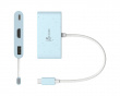 USB-C till HDMI 4K och USB Type-A med 90W Strömförsörjning - Blå