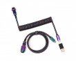 Premium Coiled Aviator Cable USB-C - Rainbow Plated Black