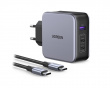 Nexode 140W USB-C PD GaN - 3-Port Väggladdare + USB-C Kabel 1.5m - Svart