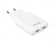 45W 2x USB-C Väggladdare - Slim White