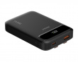 10 000 mAh Powerbank, dubbla USB-C-kablar - Svart