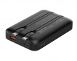 10 000 mAh Powerbank, dubbla USB-C-kablar - Svart