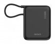 10 000 mAh Powerbank, inbyggd tygkabel - Svart
