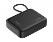 10 000 mAh Powerbank, inbyggd tygkabel - Svart